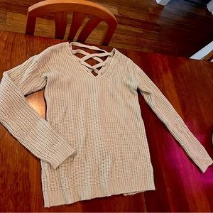 Pink Rose Criss Cross Back Sweater Size Small